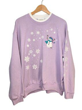 Purple Y2k Grandma Christmas Sweater Women's XL crewneck Grannycore Vintage